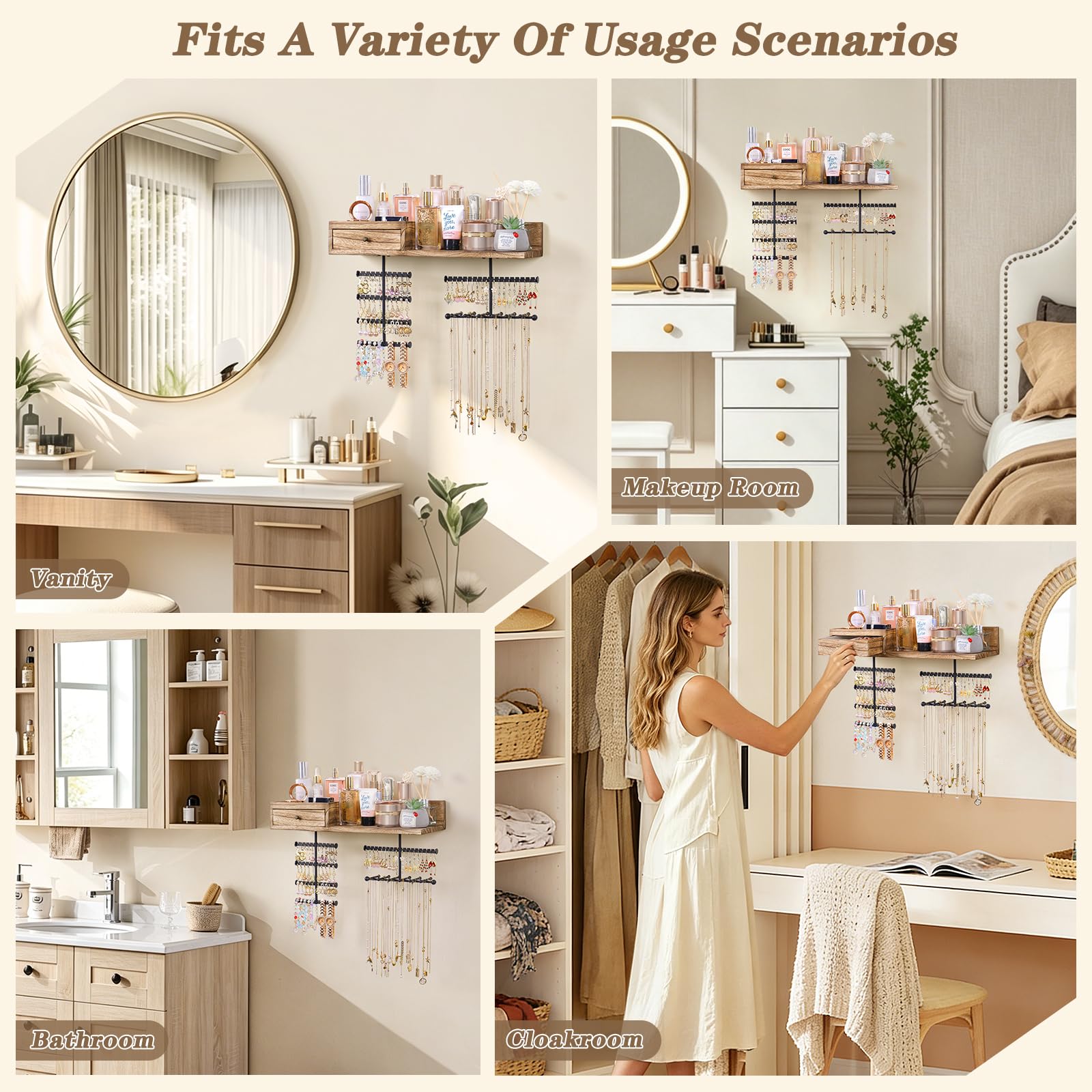 VINAEMO lifestyle bedroom mounted with decor demonstrating decorative storage