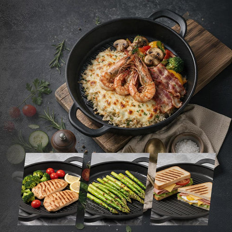 Vinchef grill pan in outdoor picnic setting for portable cooking