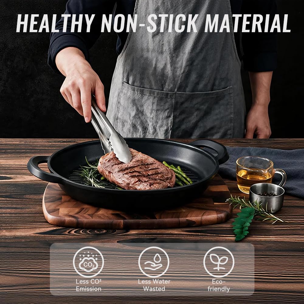 Vinchef grill pan on induction stovetop demonstrating compatibility