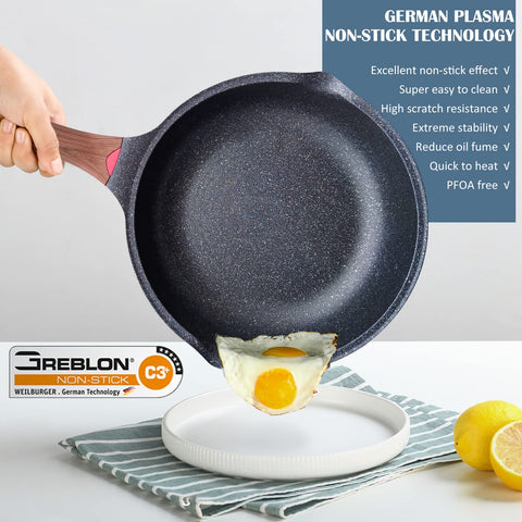 Vinchef ergonomic bakelite handle with heat indicator showing optimal frying temperature