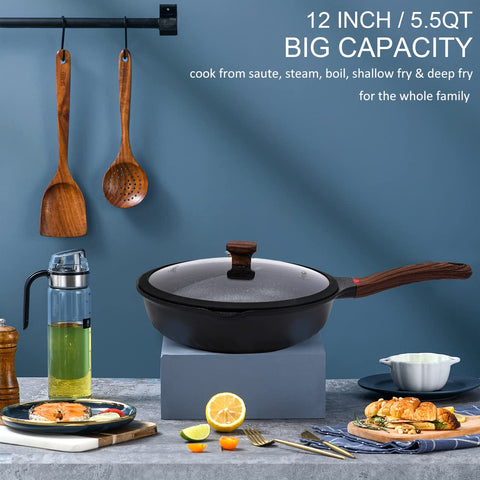 Vinchef close-up of 3C+ ceramic nonstick coating demonstrating durable scratch-resistant surface