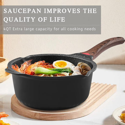 Vinchef granite nonstick interior close-up highlighting easy-release surface and low-oil cooking