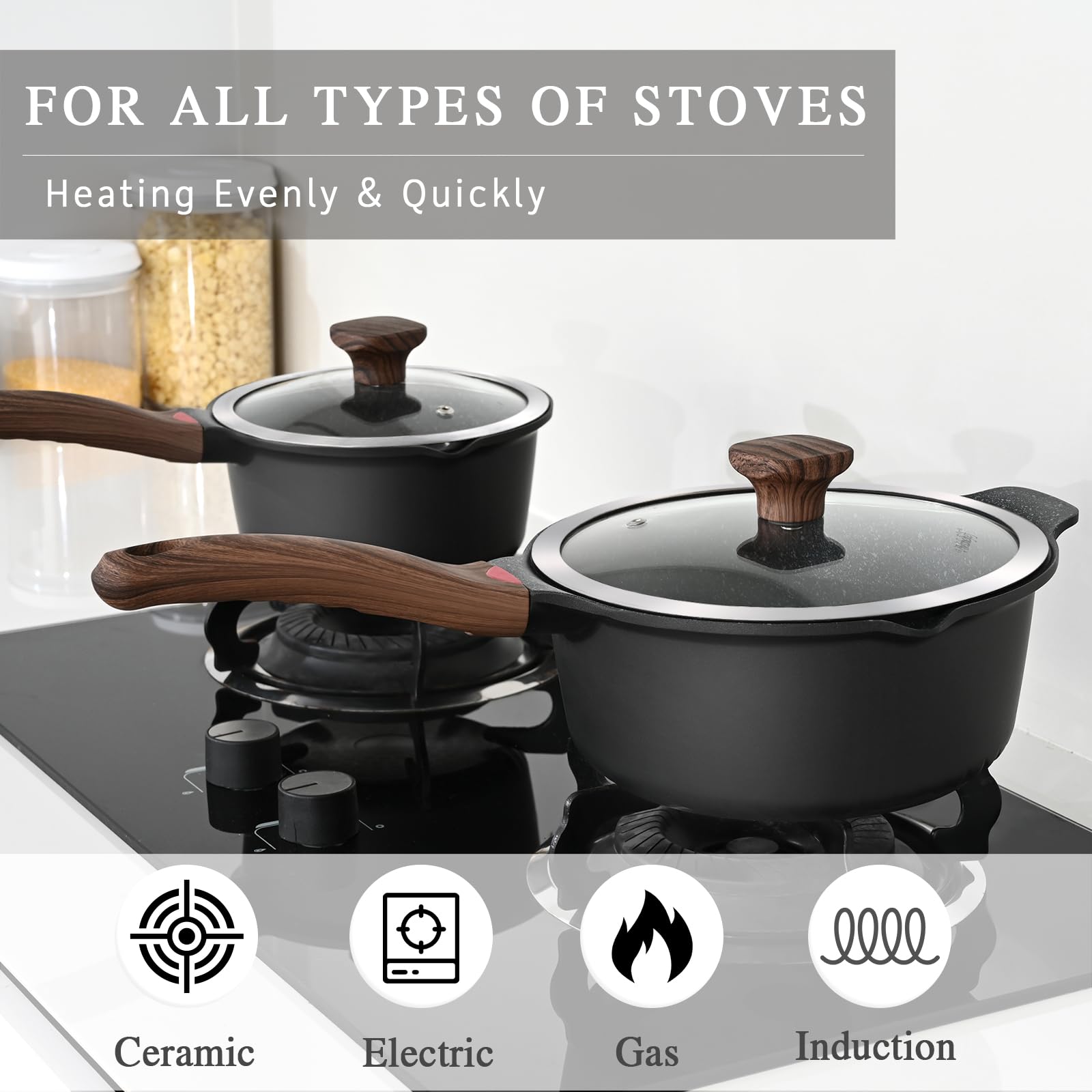Vinchef 4QT pot on induction stove in use demonstrating fast, even heating performance