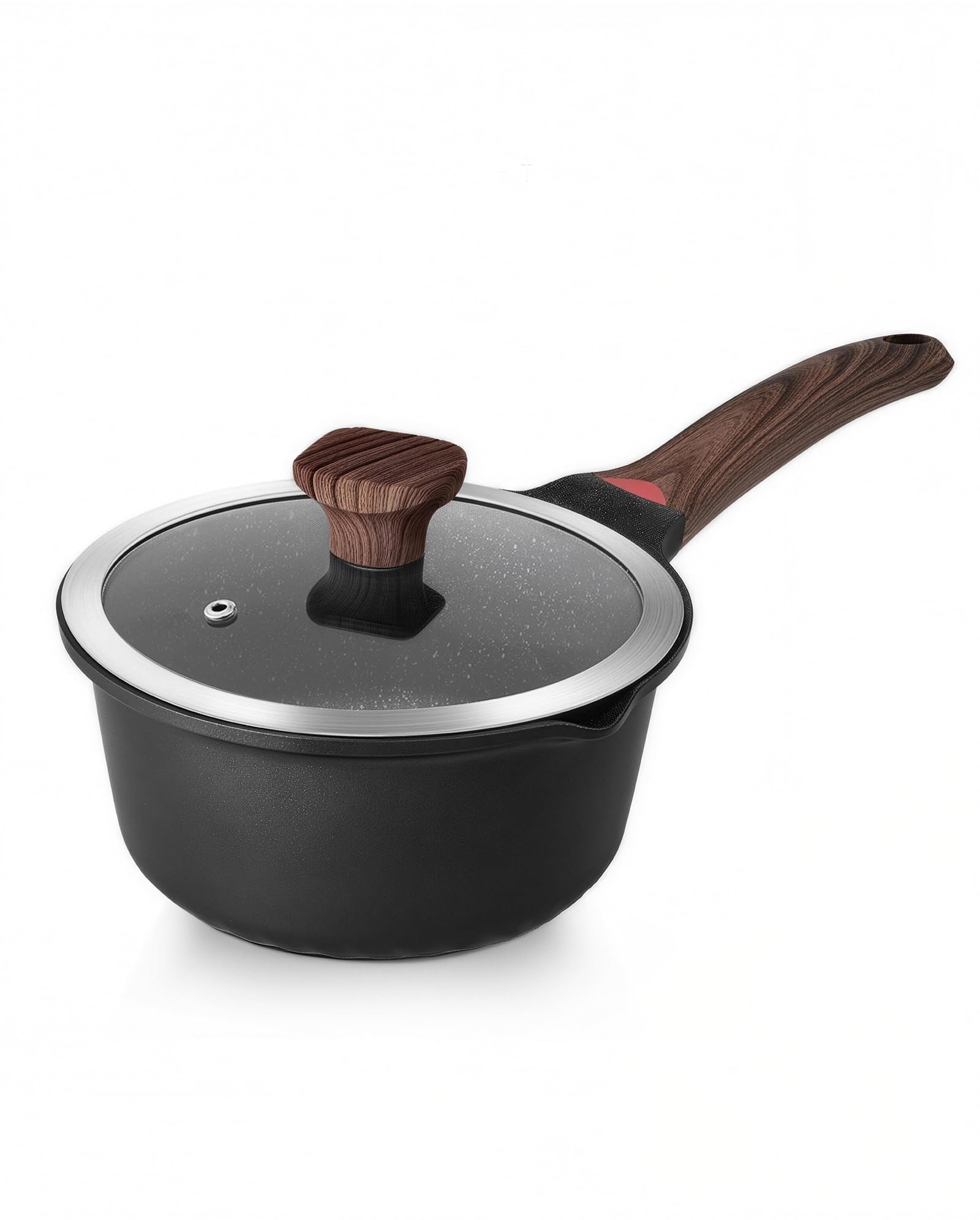 Vinchef saucepan front view showing compact 2QT size and lid, ideal for small meals
