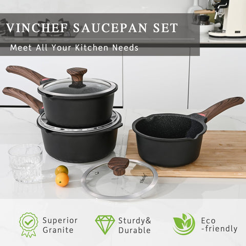 Vinchef close-up of tempered glass lid showing steam vent and clear visibility for monitoring
