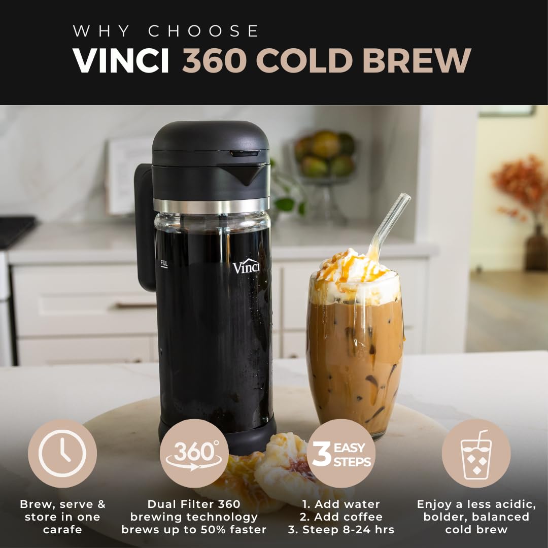 VINCI glass carafe spout detail for precise pouring and drip-free serving