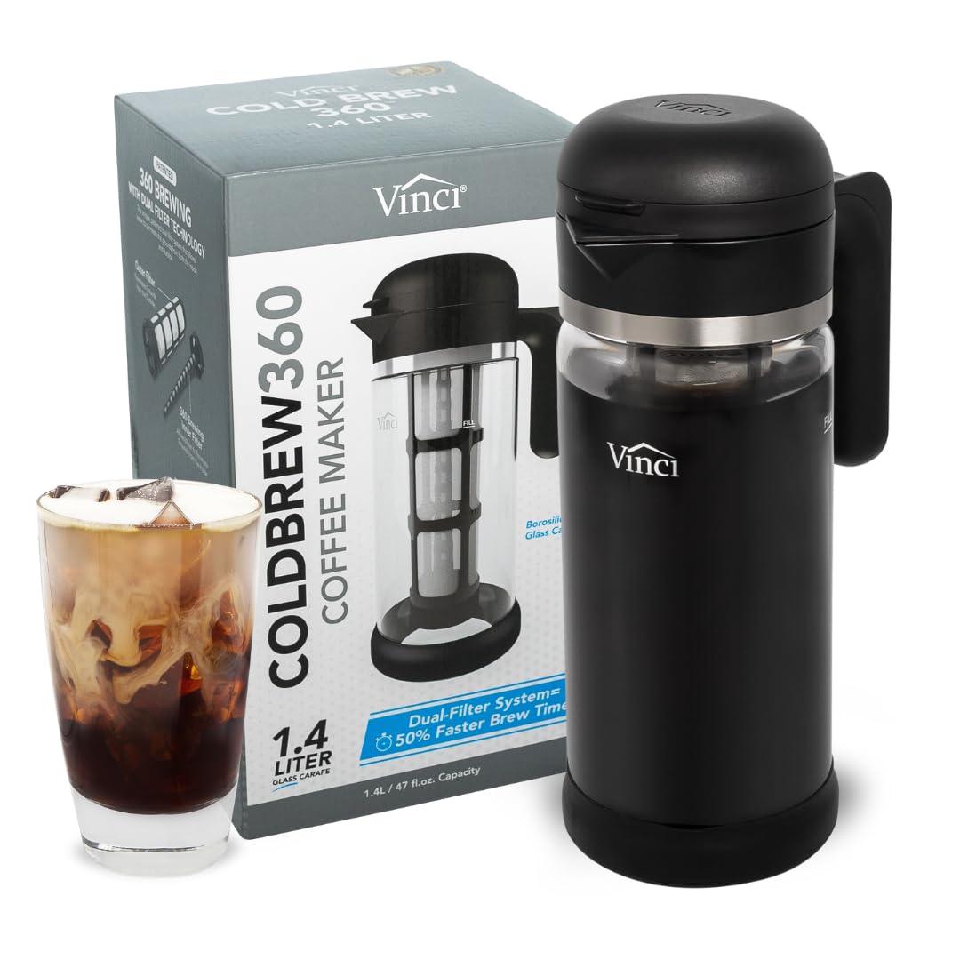 VINCI front view of 47 oz glass pitcher showing sleek serving design and clarity