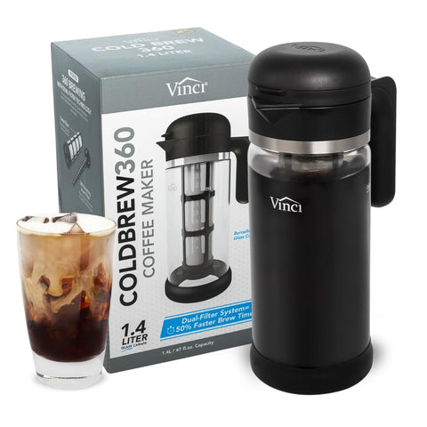 VINCI front view of 47 oz glass pitcher showing sleek serving design and clarity