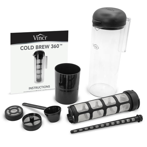 VINCI top-down filled pitcher view showing full batch and easy storage