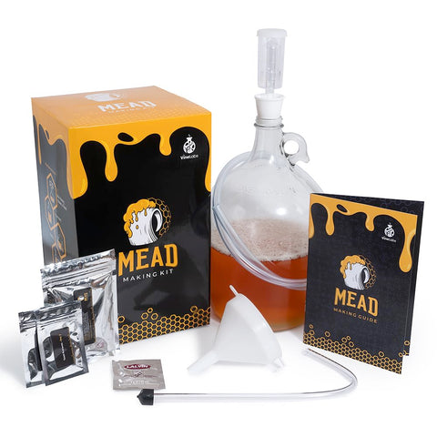 VineLabs front packaging showing 1-gallon carboy and tools, conveys starter readiness