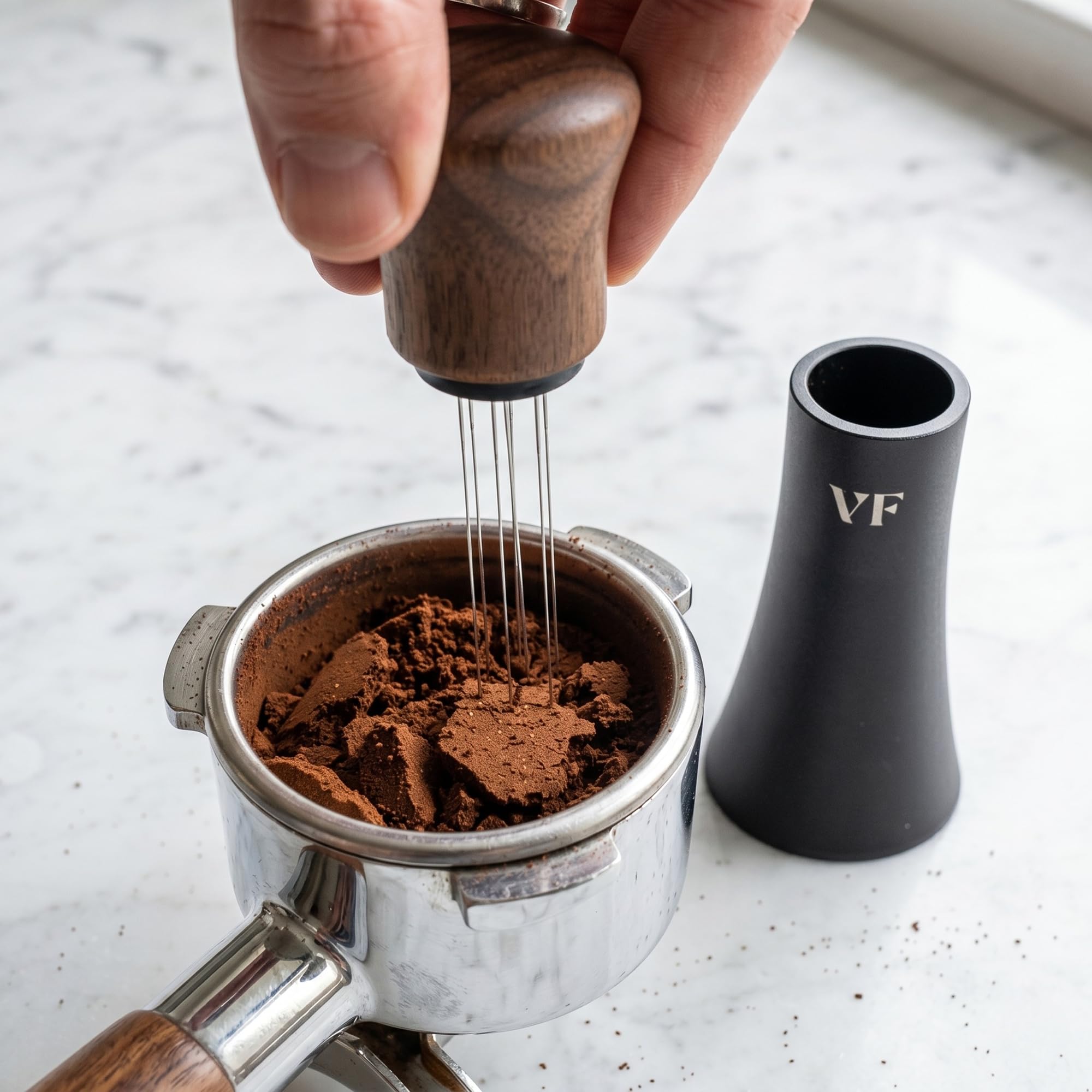 VIN FRESCO lifestyle kitchen setting showcasing professional-looking espresso prep