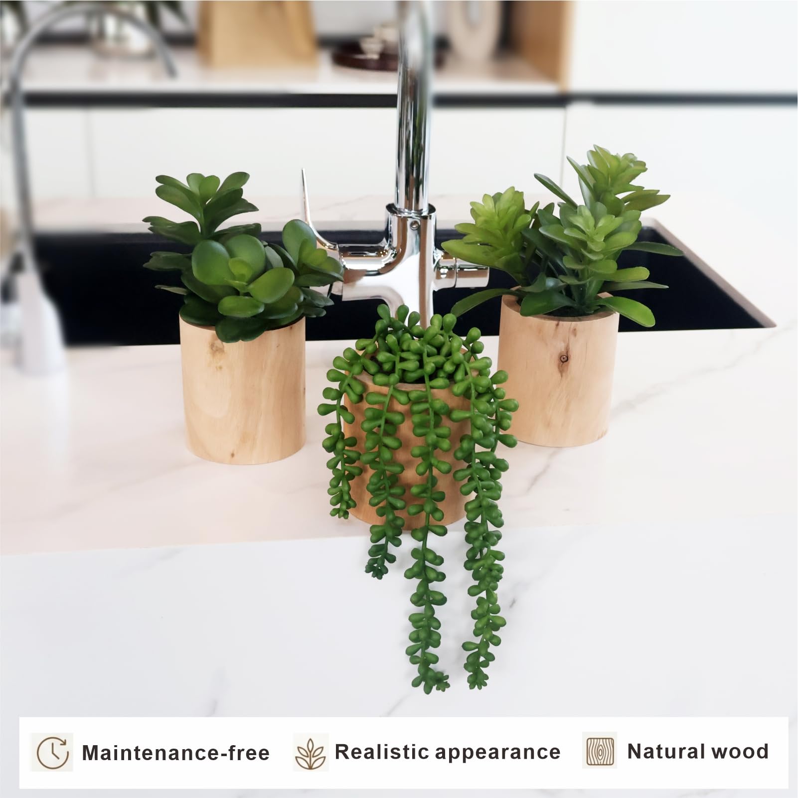 VINSUNI wooden pot closeup shows natural finish and sturdy base