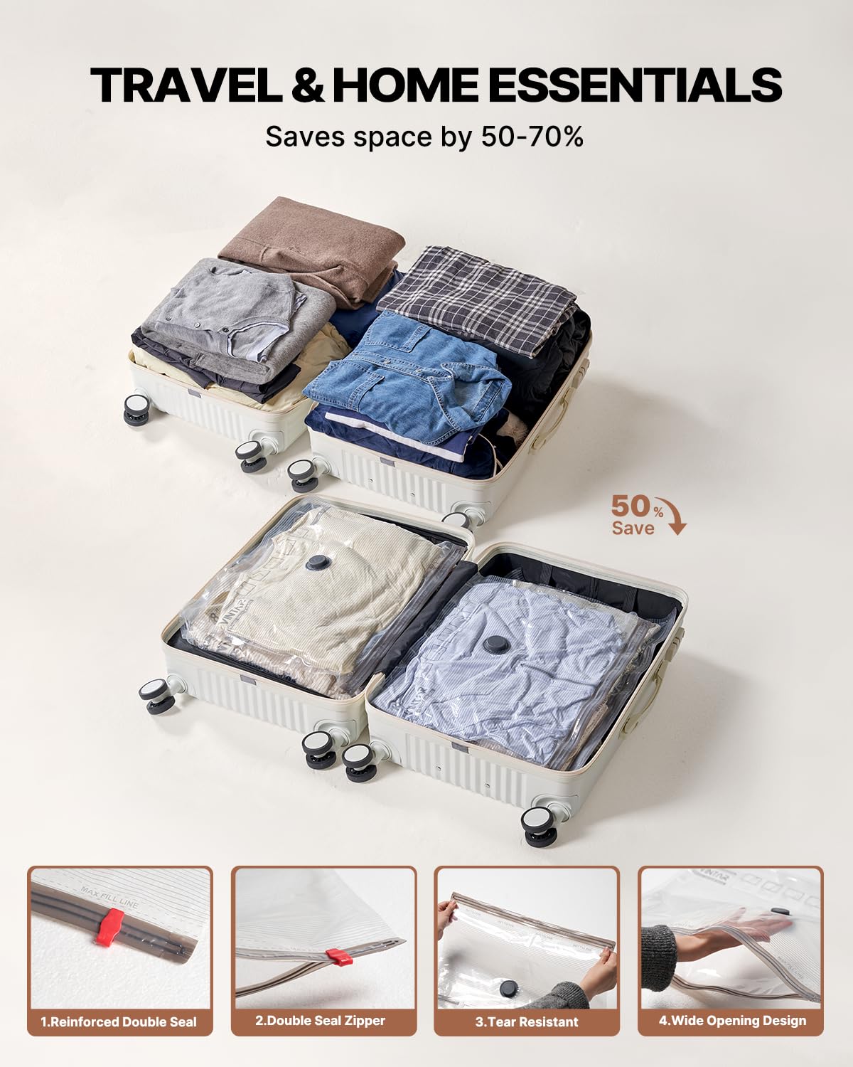 VINTAR small bag filled with clothes, clear window for quick identification