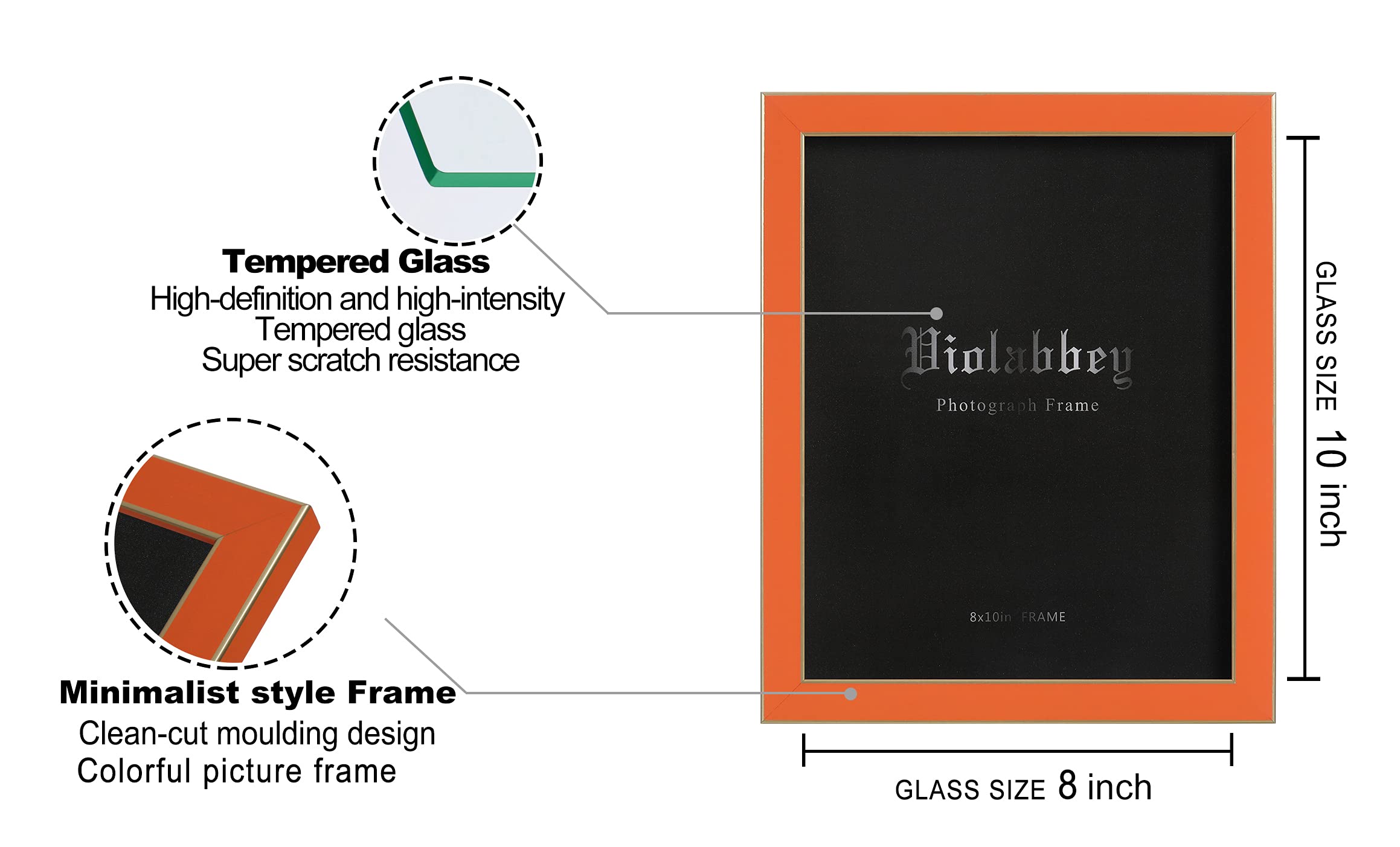 VIOLABBEY polished semi-tempered glass edge detail protecting images and resisting scratches