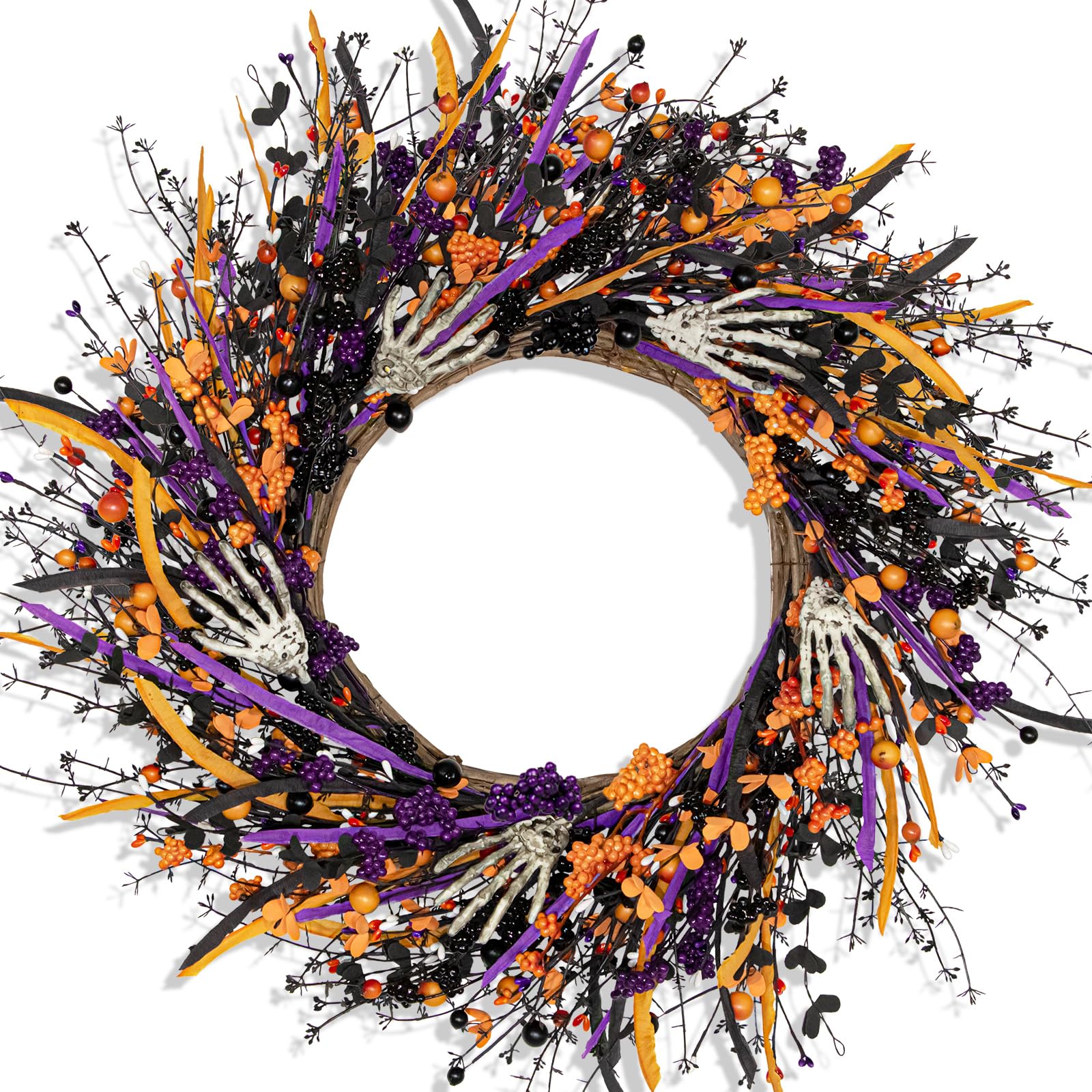 VioletEverGarden wreath on front door adds gothic curb appeal