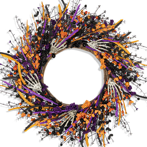 VioletEverGarden wreath on front door adds gothic curb appeal