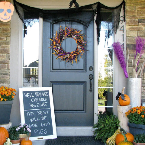 VioletEverGarden wreath displayed on porch delivering festive atmosphere