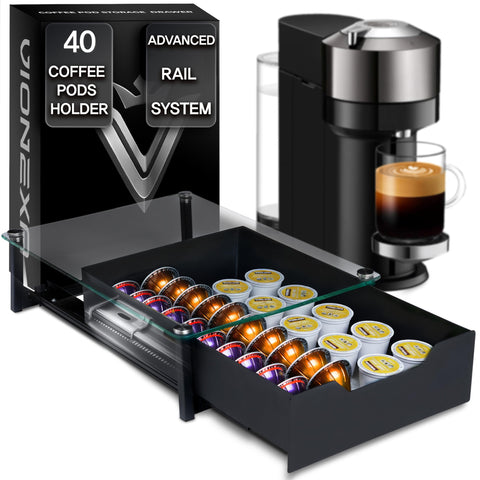 VIONEXA front view under coffee machine showing compact organization and quick access