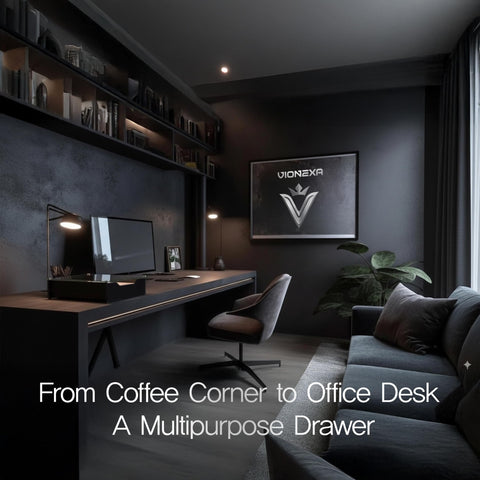 VIONEXA storing mugs and accessories to illustrate multipurpose use and organization