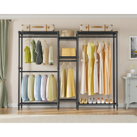 VIPEK hanging rods loaded with garments demonstrating customizable spacing benefit
