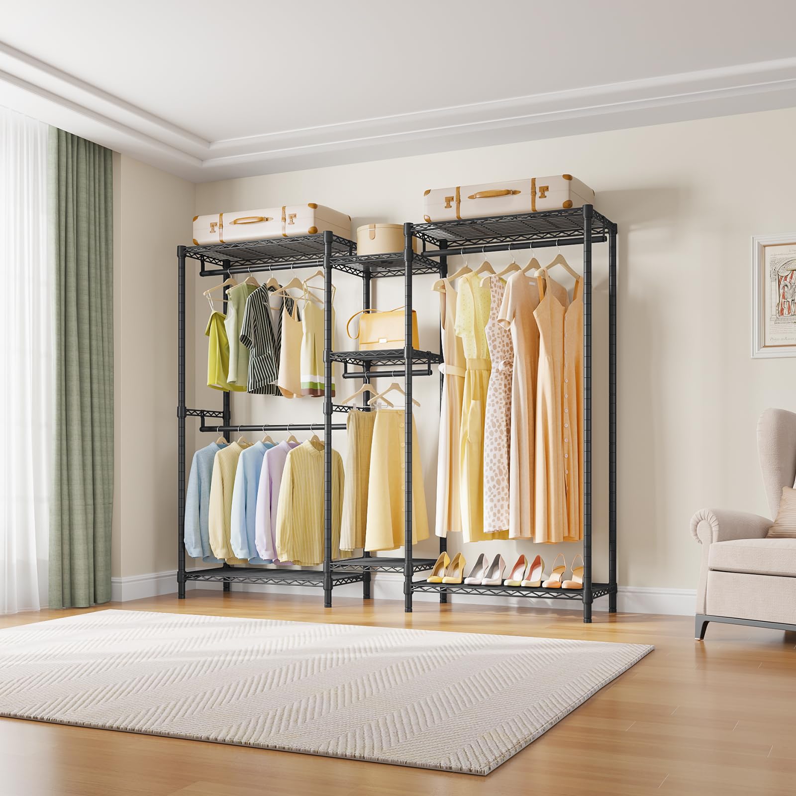 VIPEK L-shape installed in a corner maximizing closet space and accessibility