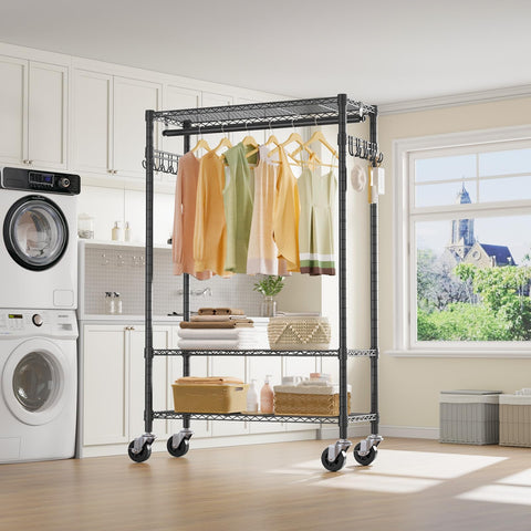 VIPEK R3 shelf detail with folded clothing showing adjustable storage benefit