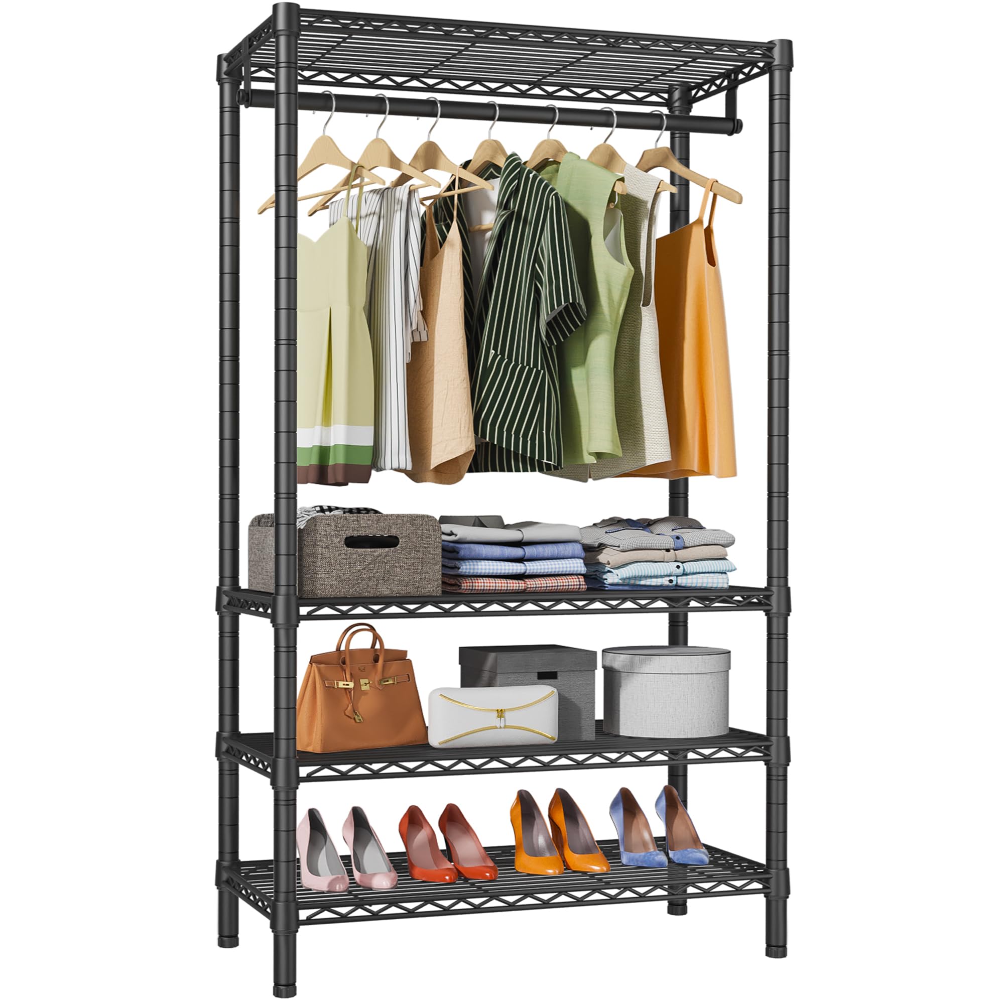 VIPEK front view of full rack showing organized hanging space and accessible storage benefits