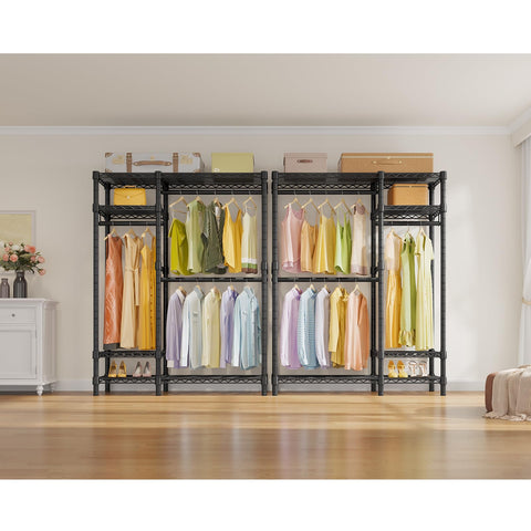 VIPEK V2 dual hanging rods loaded with garments for wrinkle-free organization