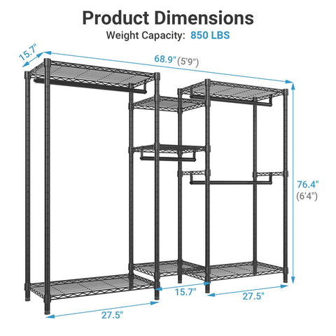 VIPEK Classic V6 hanging rod loaded with coats and hangers, illustrating heavy-duty support