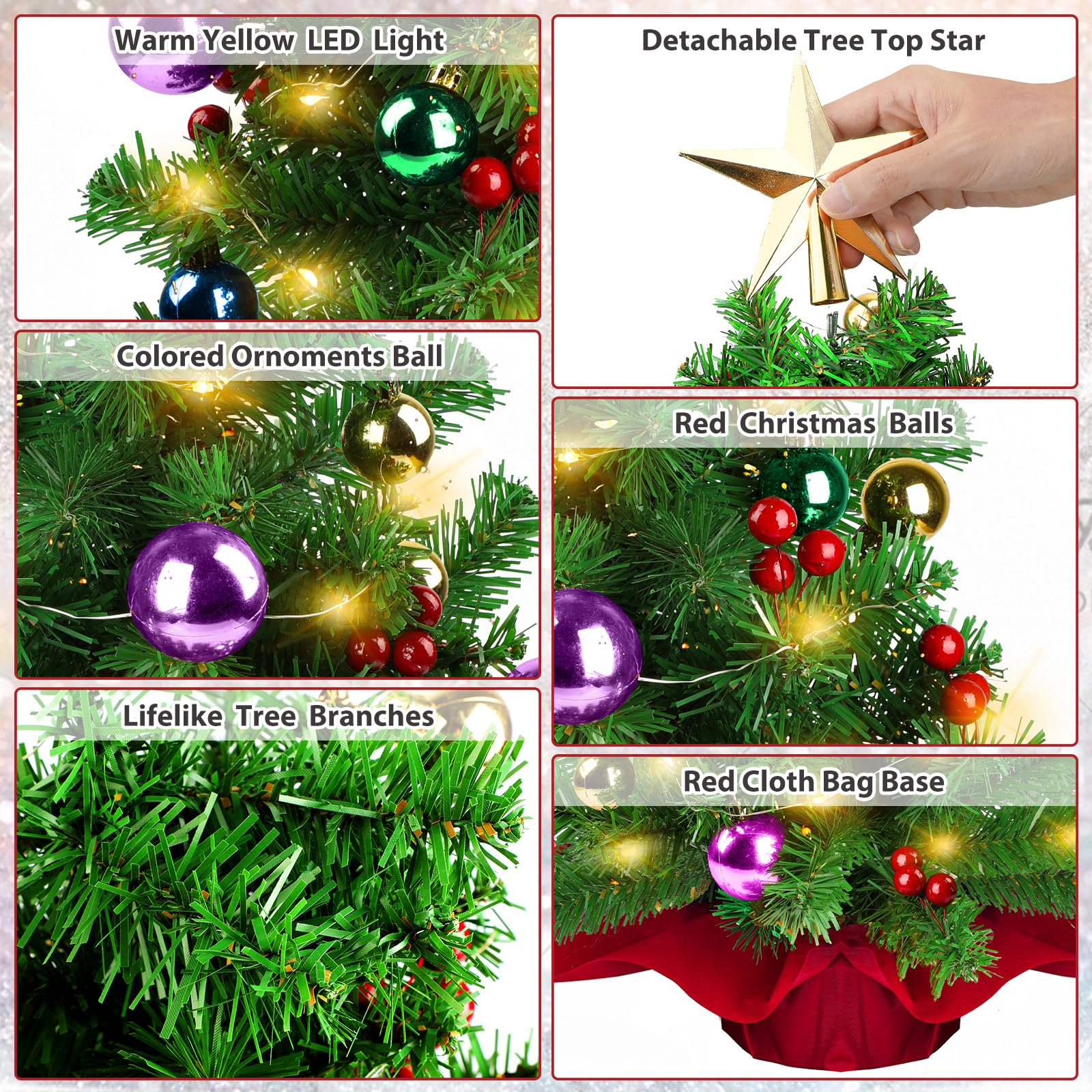 Viretec lit mini tree in a room creating warm cozy holiday lighting
