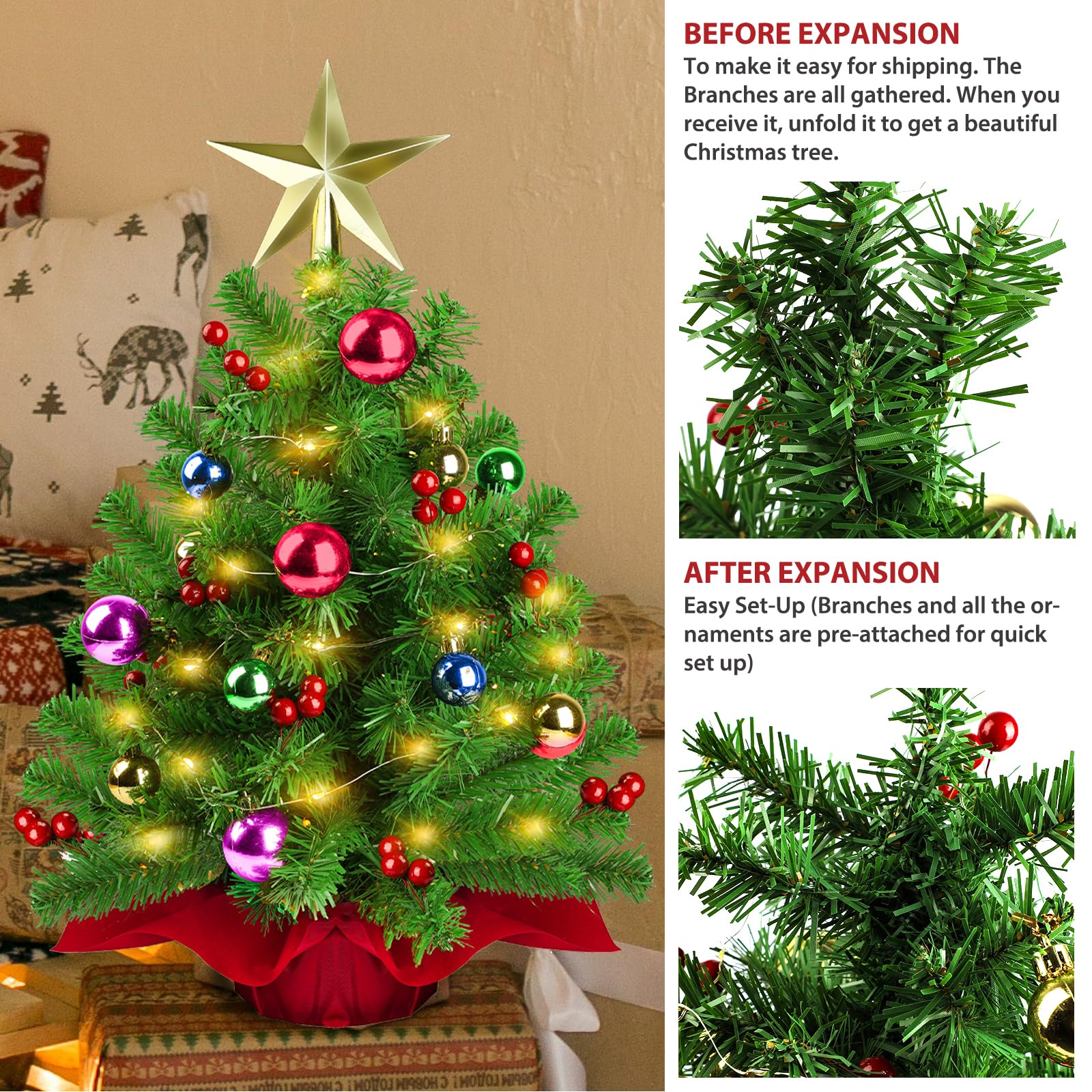 Viretec gold star treetop detail providing a classic festive finish