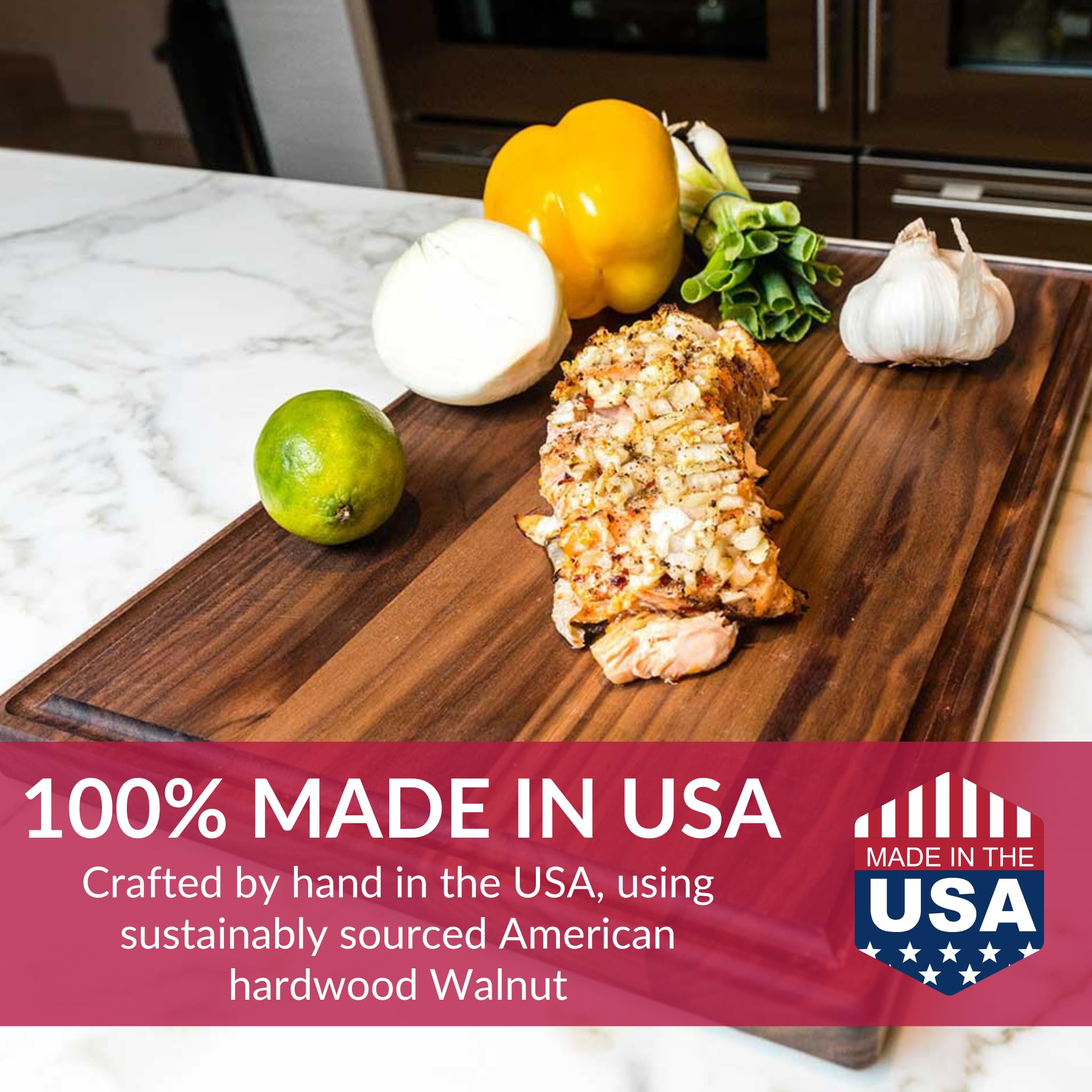 Virginia Boys Kitchens as serving board with charcuterie showing attractive presentation