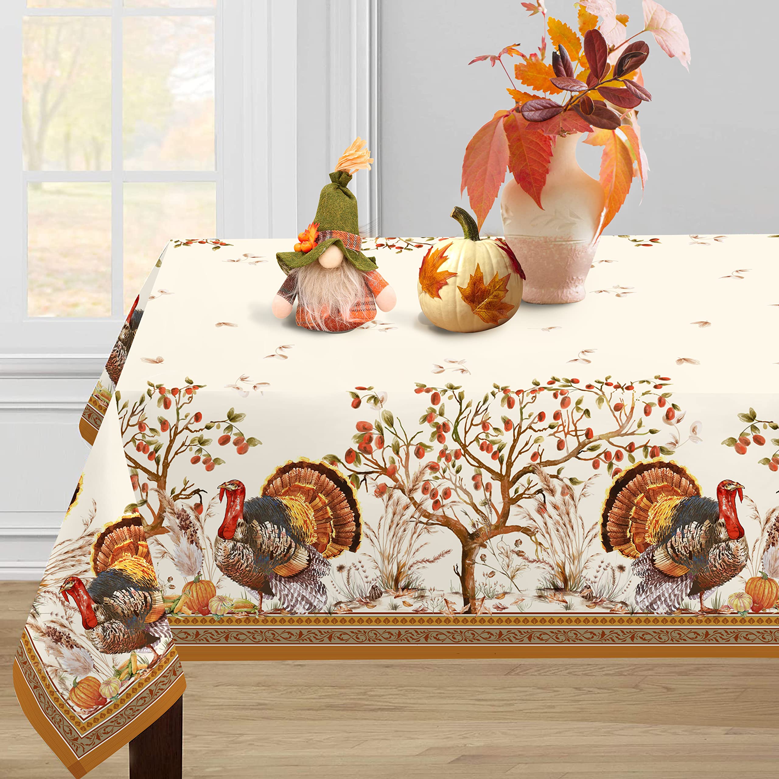 Virtumob front view on table showing decorative harvest border and full coverage benefit