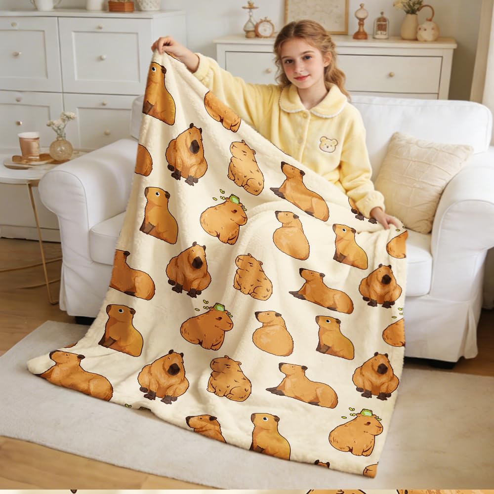 Blanket hem and printed label up close on Virudhaka capybaras for durable finish