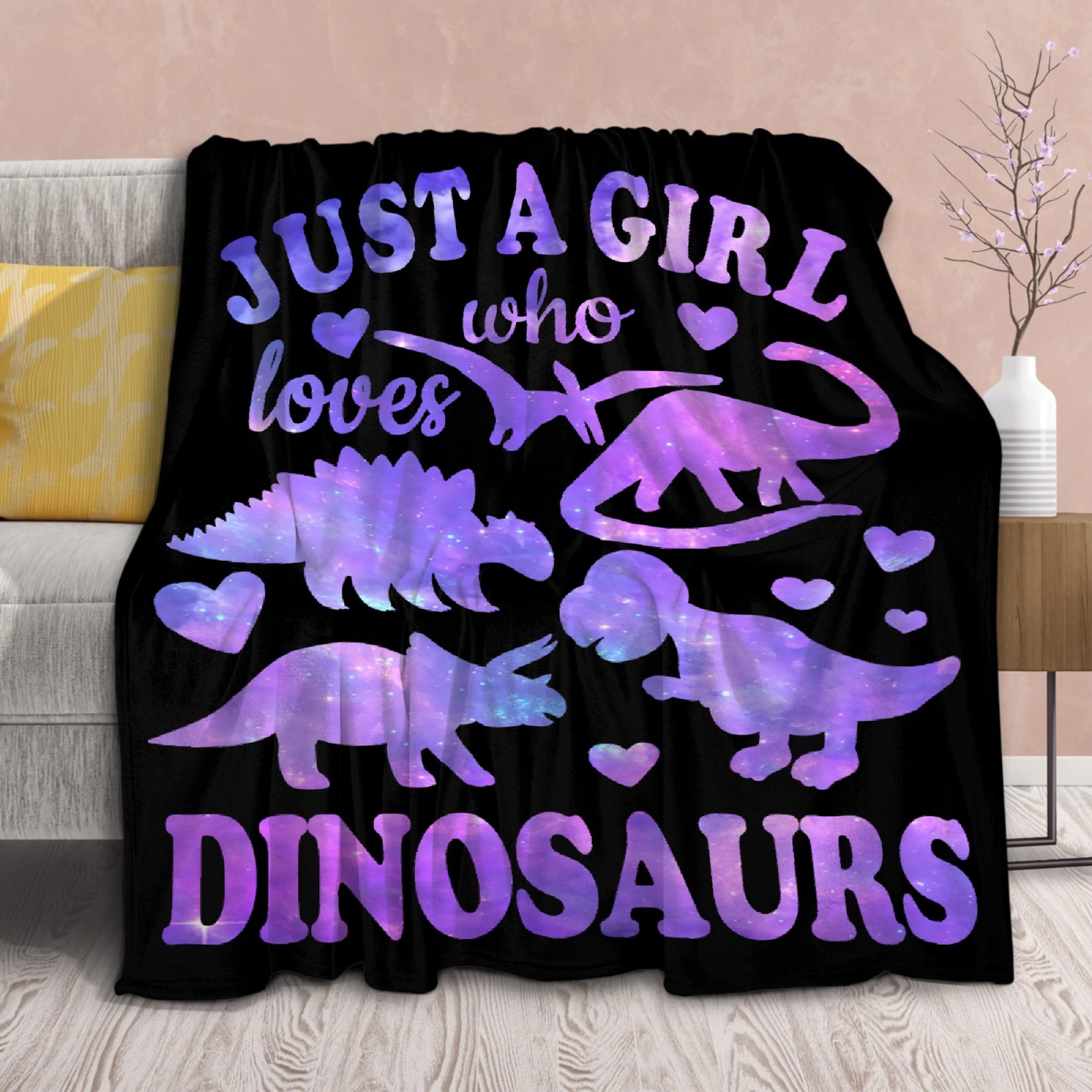Virudhaka dinosaur blanket front view showing vibrant print and cozy look