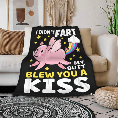 Virudhaka pig blanket spread flat to show full printed pig artwork