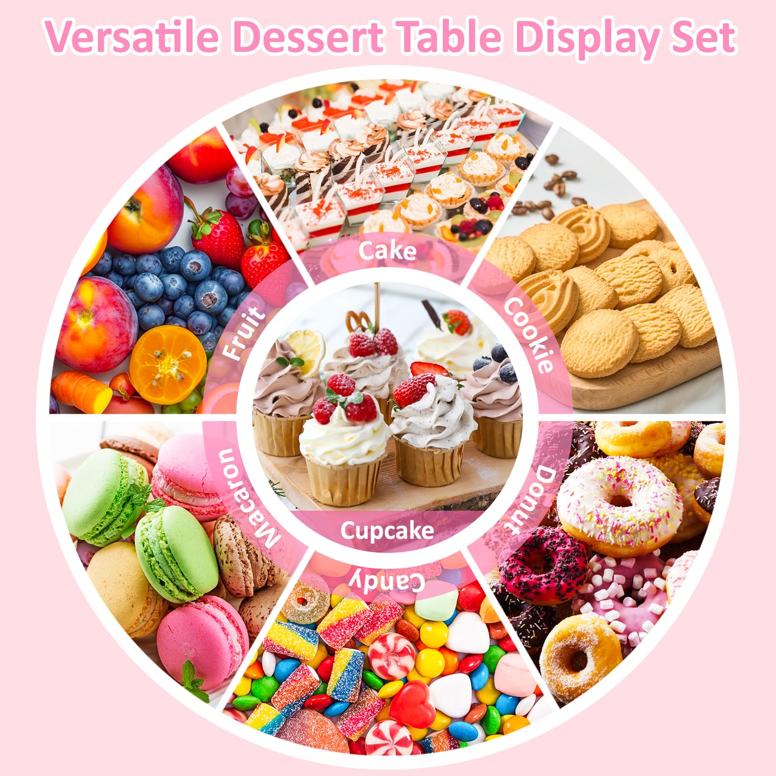 VISCOO scale shot with cupcakes to show tray size and serving capacity