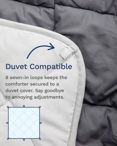 ViscoSoft sewn-in corner loops and stitching for secure duvet attachment
