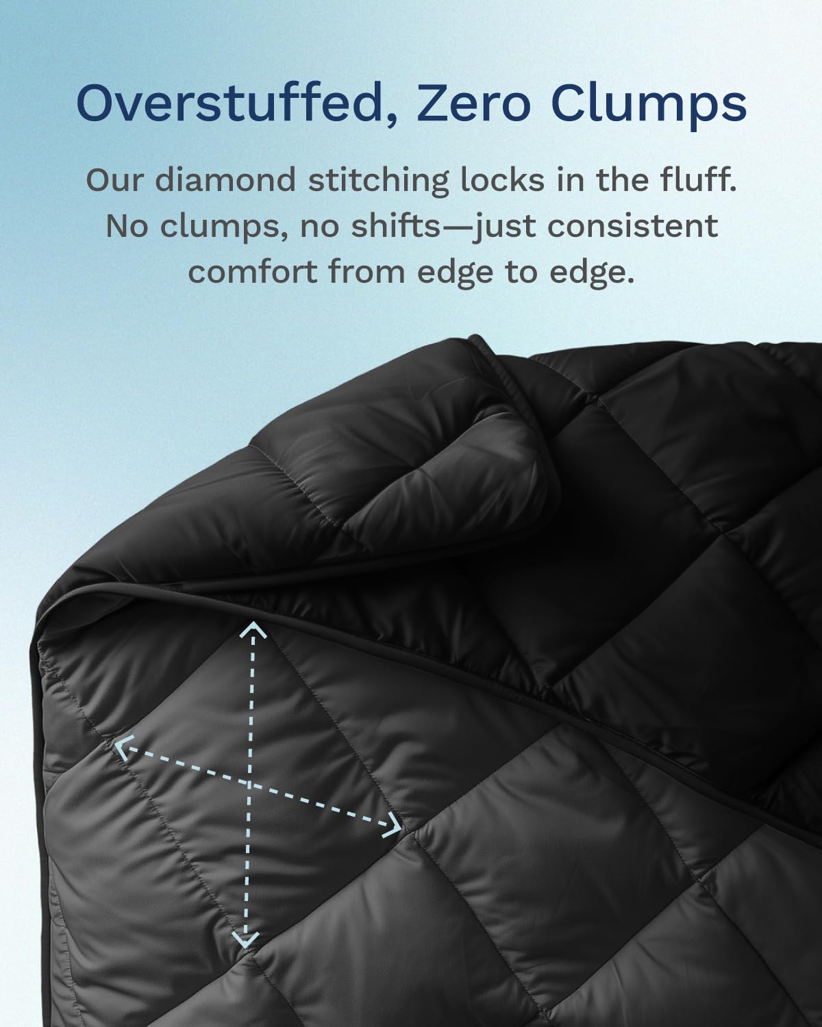 ViscoSoft sewn-in corner loops detail to secure duvet covers