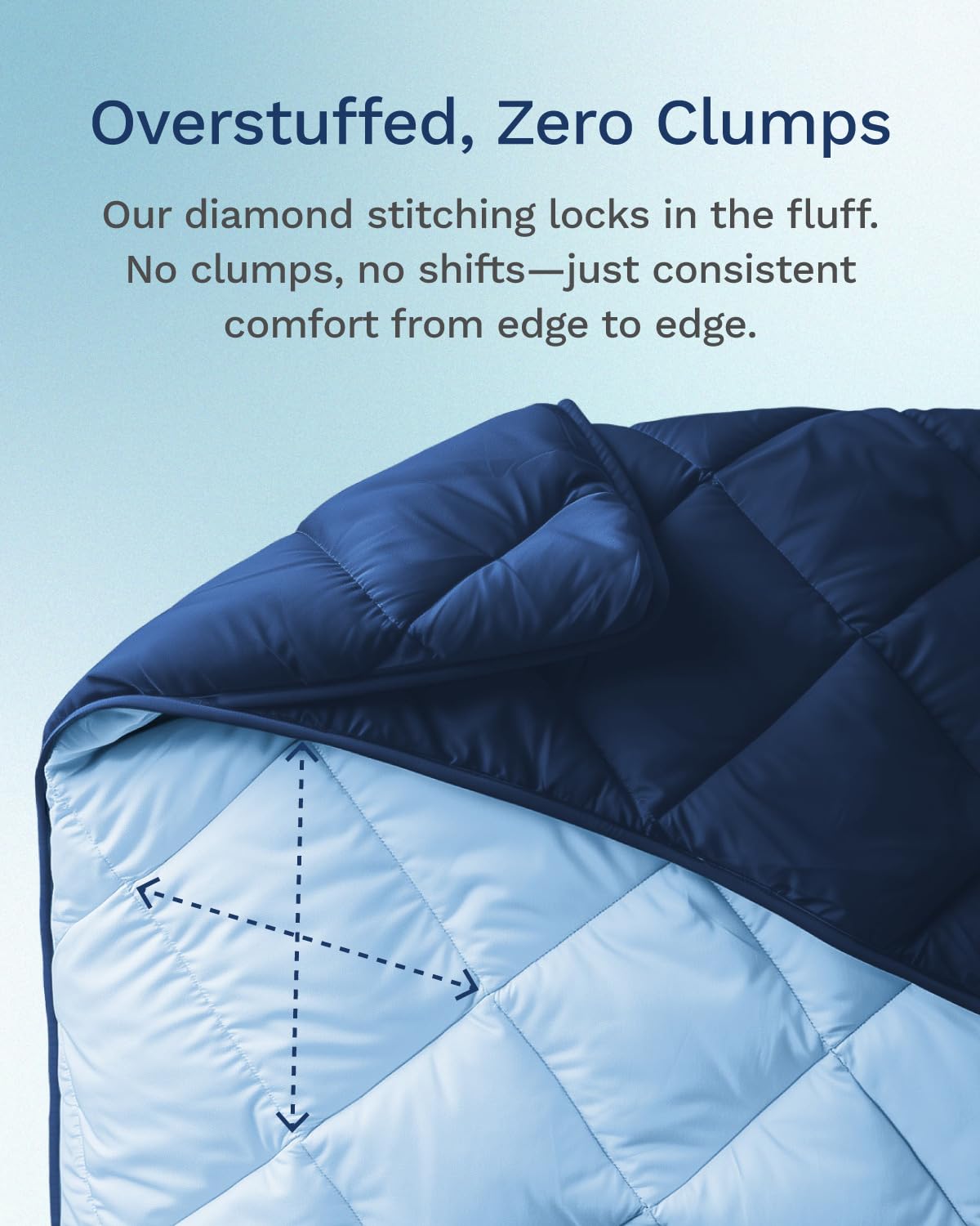 ViscoSoft diamond stitching texture keeping fill even and preventing clumping
