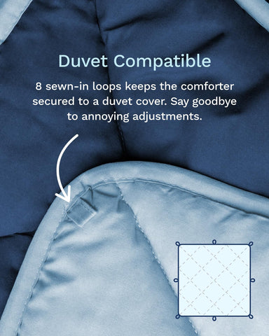 ViscoSoft comforter styled on a dorm bed highlighting lightweight, cozy look