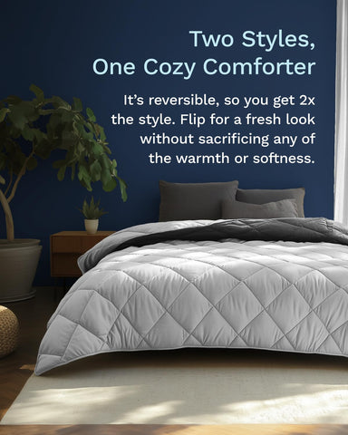 ViscoSoft comforter light gray side highlighting calming bedroom styling
