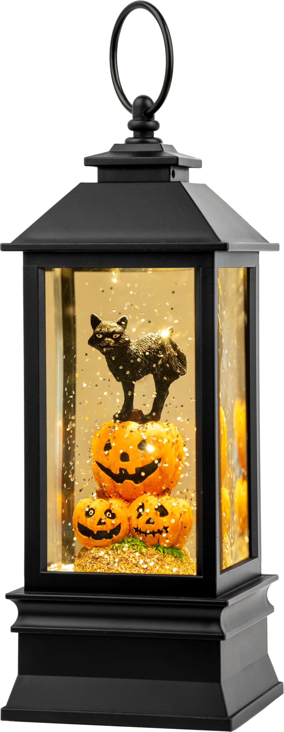 VISFLAIR front view of Halloween lantern showing illuminated pumpkin scene benefit: eye-catching seasonal accent