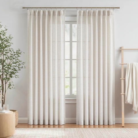 Vision Home front view of two curtain panels showing elegant drape and tailored look