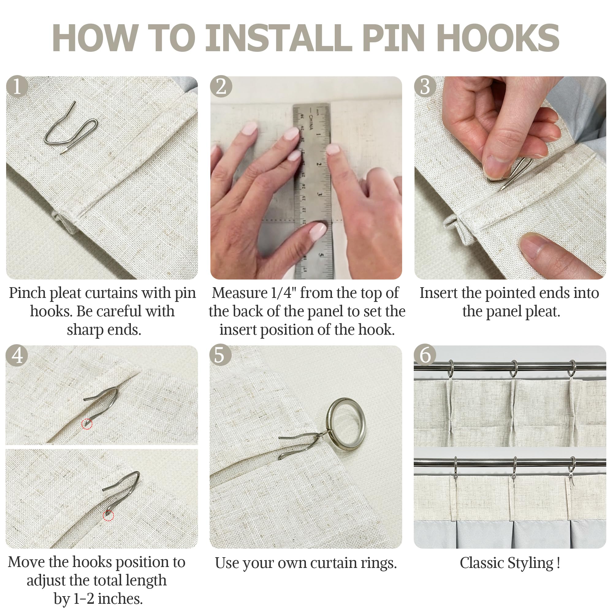 Vision Home included pin hooks and back tabs for flexible hanging
