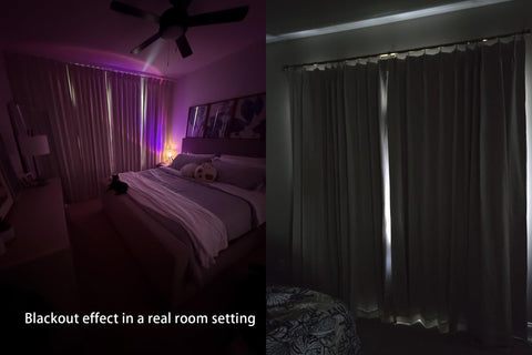 Vision Home curtain next to ruler showing 40x90 size and scale for proper fit