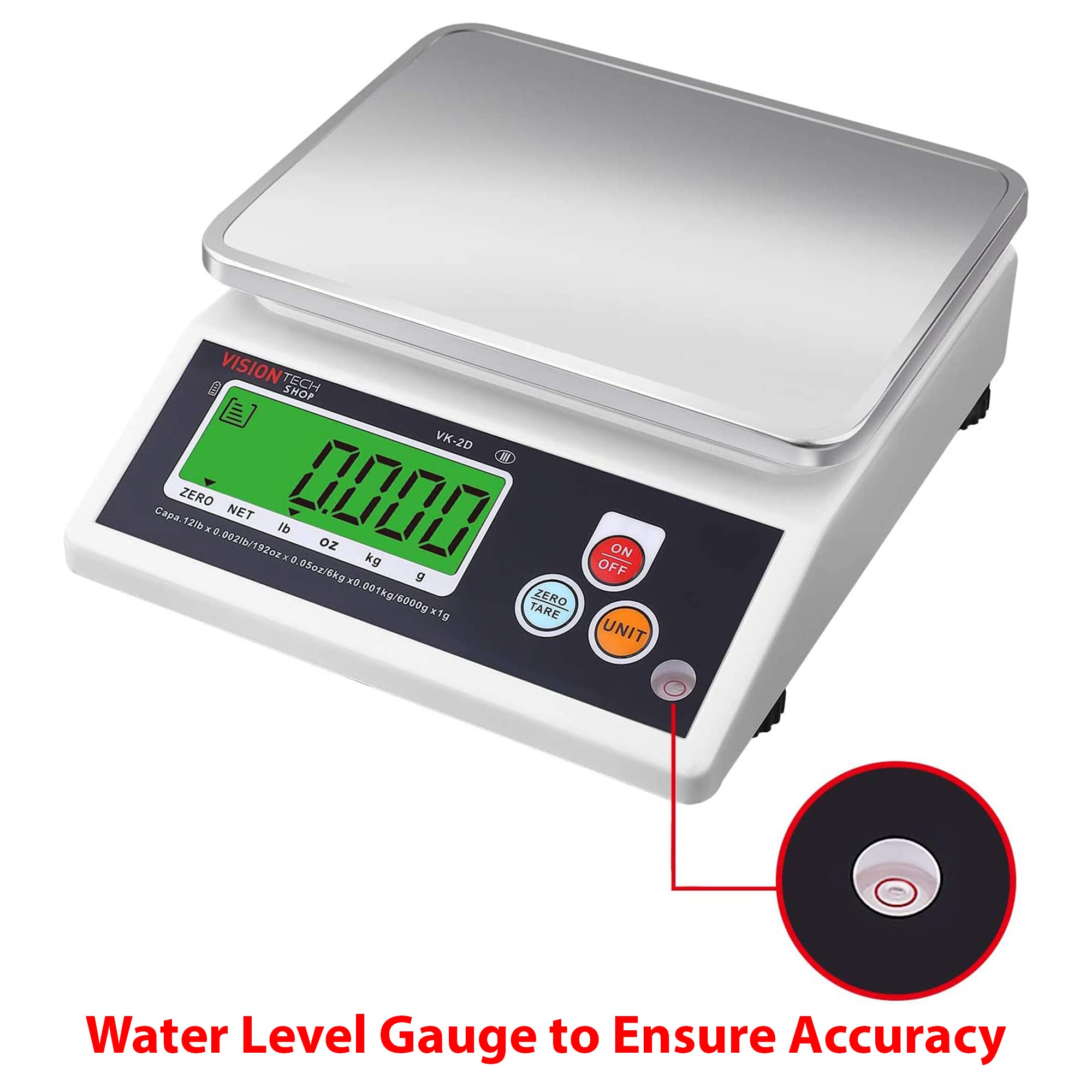VisionTechShop VK-2D large backlit LCD display clearly showing weight units for quick readability