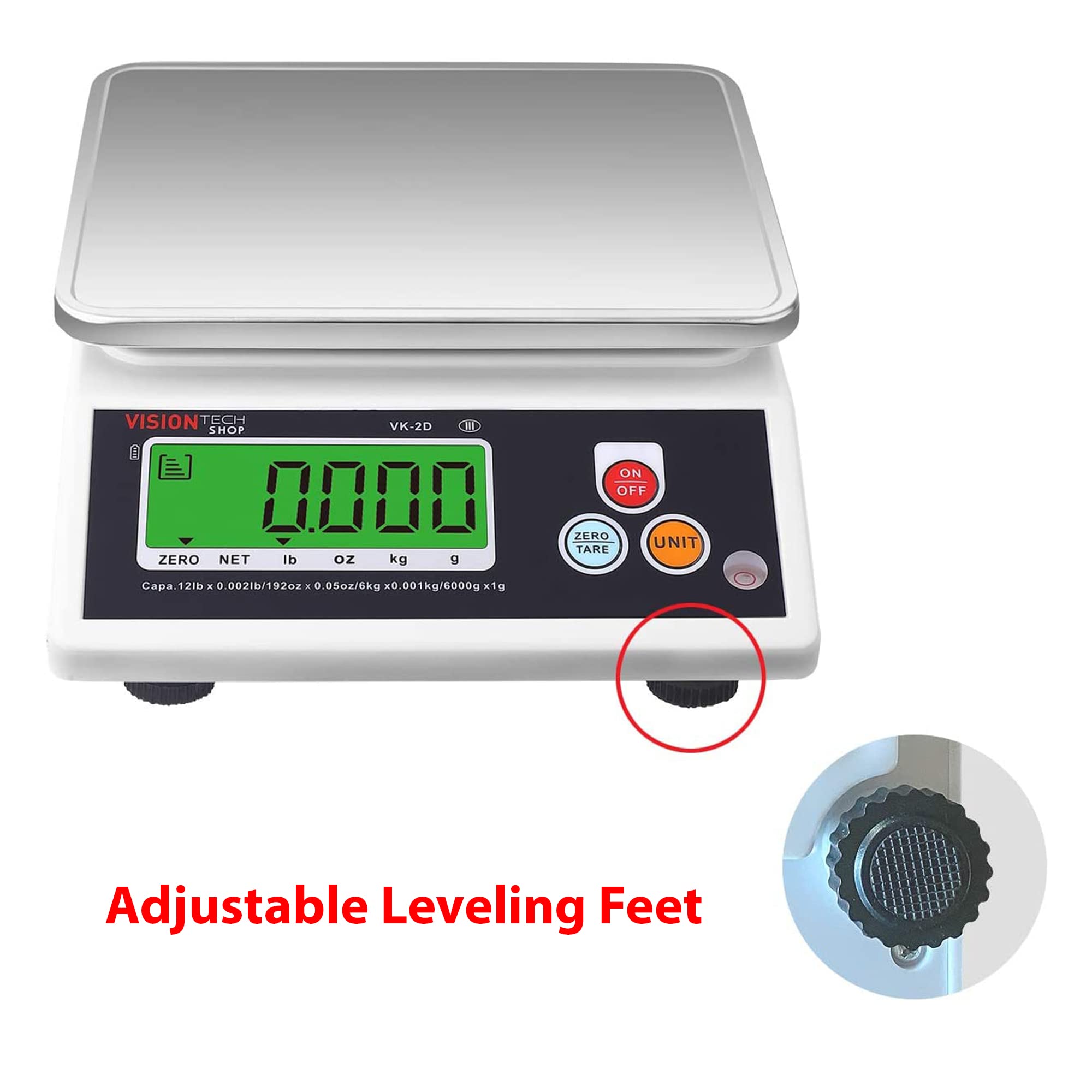 VisionTechShop control buttons detail with tare and unit keys for fast operation and accuracy
