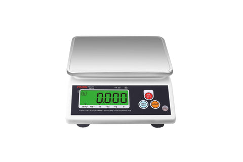VisionTechShop VK-2D front view showing compact stainless steel platform and display for precise weighing