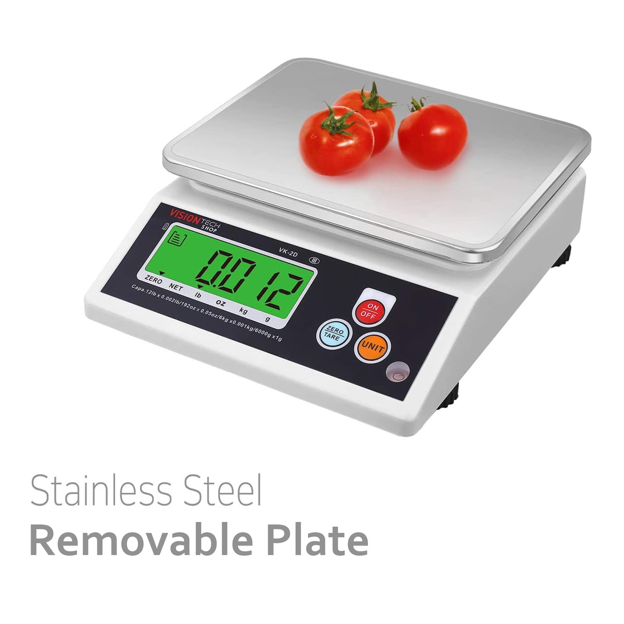 VisionTechShop close-up of stainless-steel plate highlighting easy-clean surface and durable finish